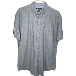 Tommy Hilfiger Men's XXL Linen Blend Woven Button Down Shirt Short Sleeve